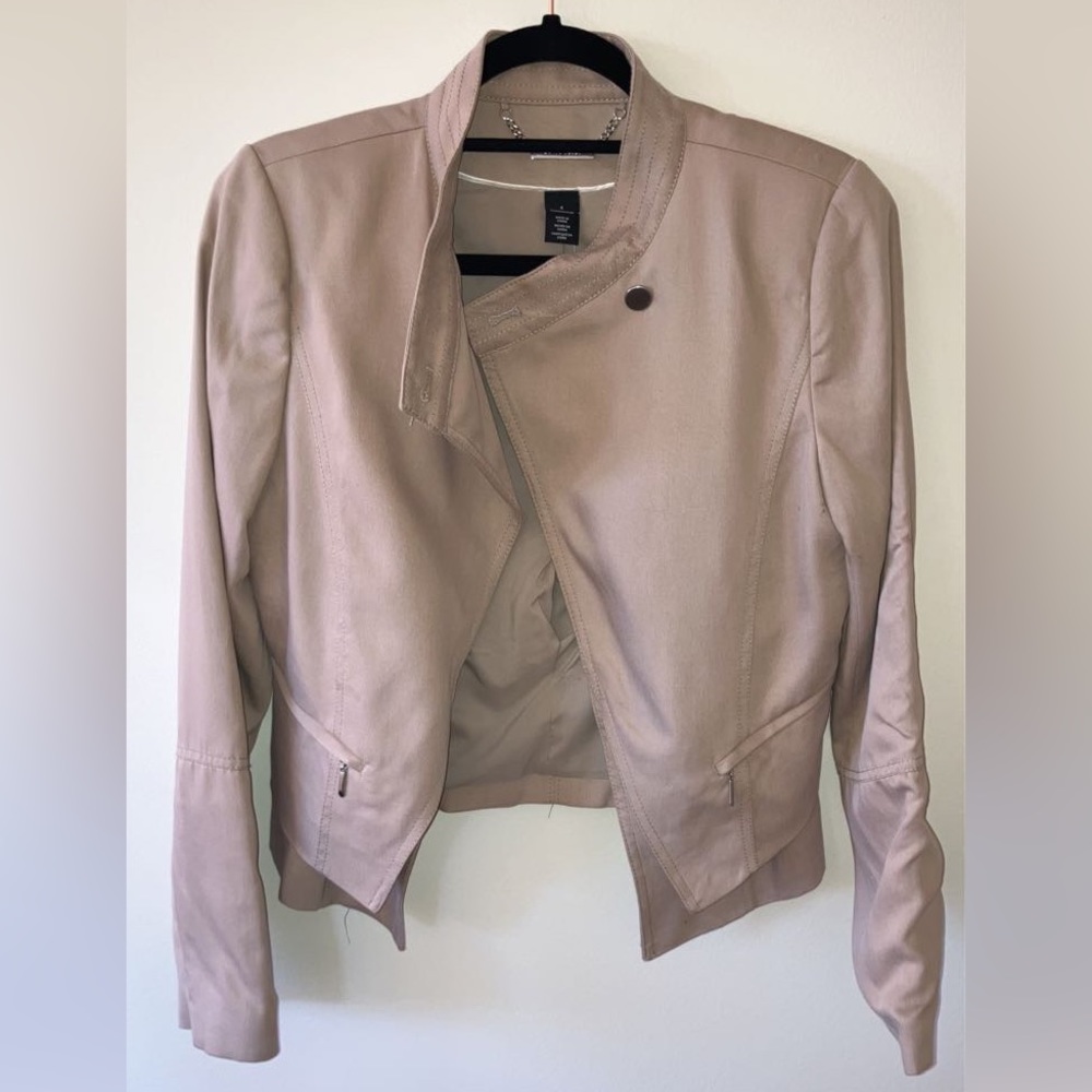 White House Black Market- Taupe Cropped Asymmetrical Jacket- NWT